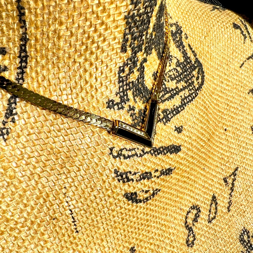 Christian Dior 18K gold plated vintage flat necklace with enamel and crystal - Picture 16 of 16